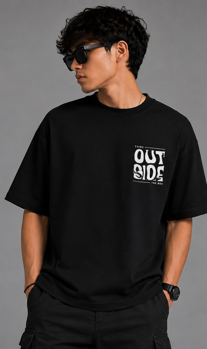 think outside the box oversized t-shirt | premium black graphic tee | the divine