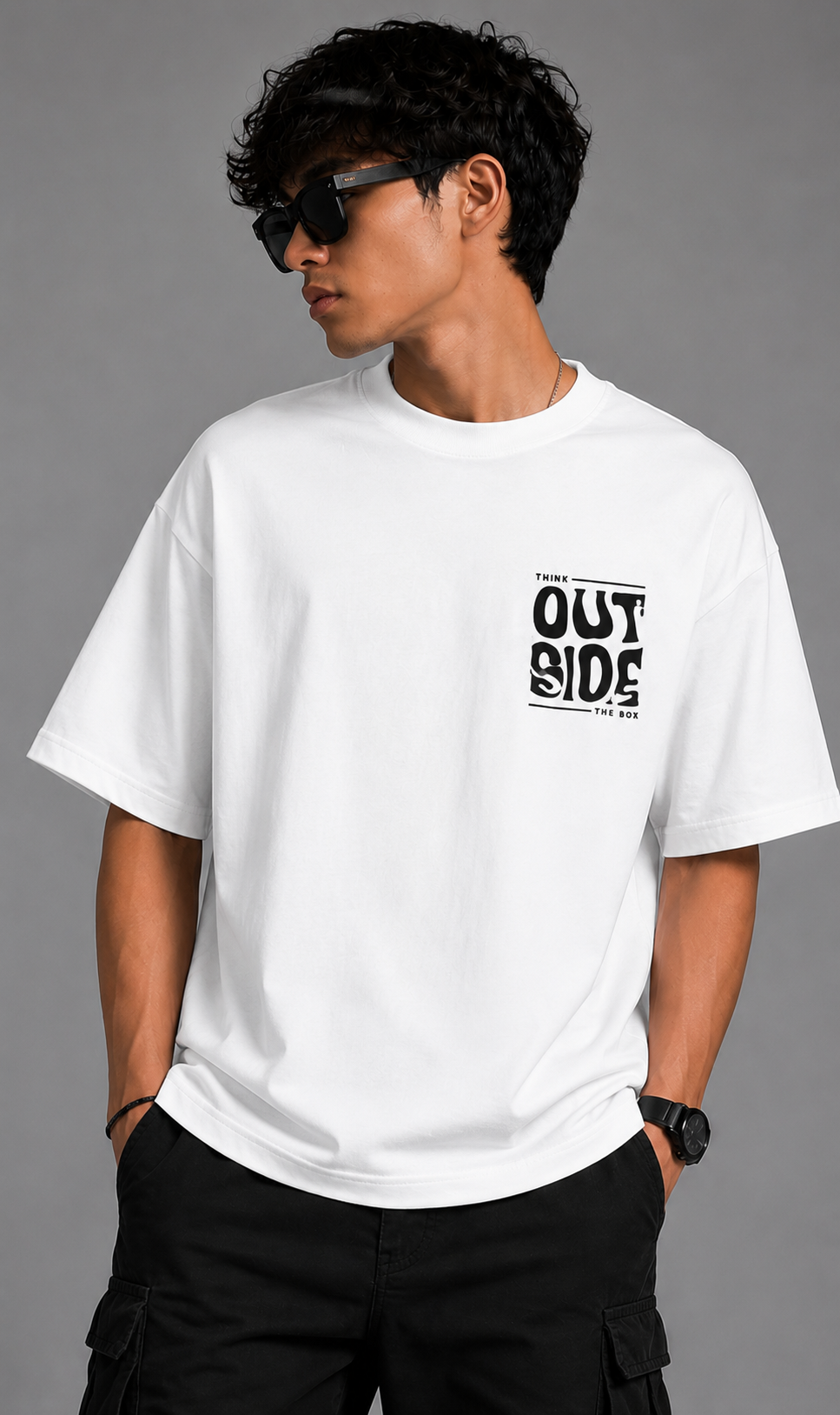 think outside the box oversized t-shirt | premium black graphic tee | the divine