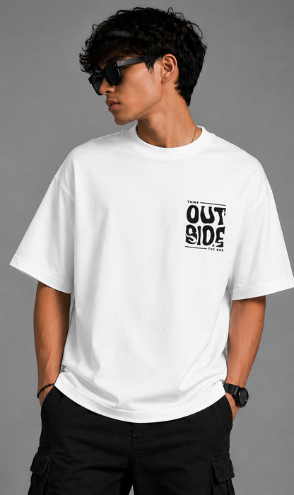 Think Outside The Box Oversized T-Shirt | Premium Black Graphic Tee | The Divine