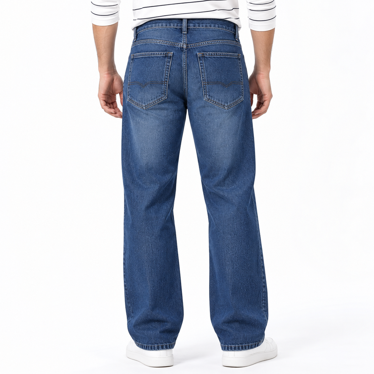 men's dark blue straight fit jeans | the divine