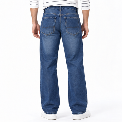 Men's Dark Blue Straight Fit Jeans | THE DIVINE