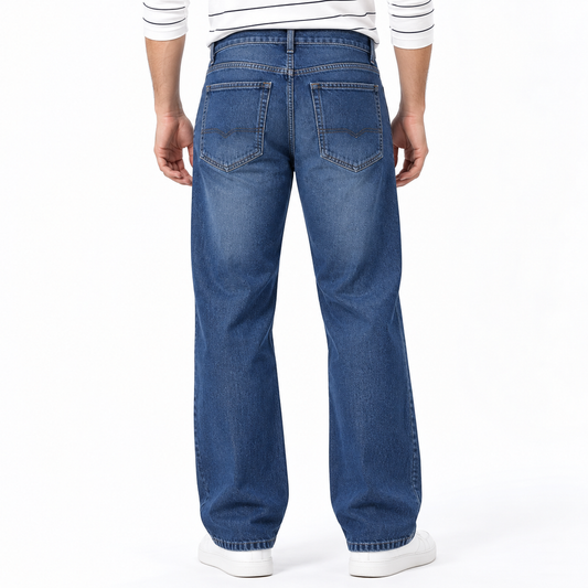 Men's Dark Blue Straight Fit Jeans | THE DIVINE