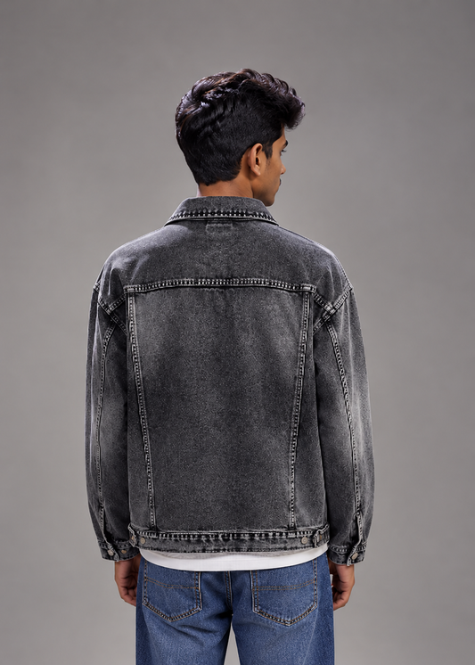 Men's Grey Washed Denim Jacket |THE DIVINE