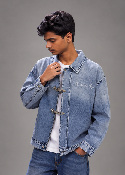 Men's Blue Vintage Washed Denim Jacket|THE DIVINE