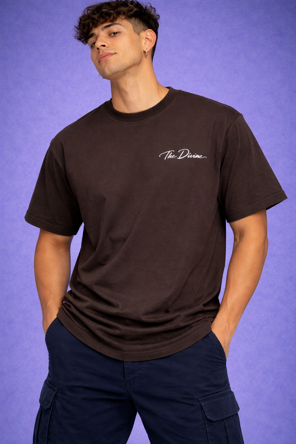 men’s graphic printed t-shirt – brown “darbhanga 07” casual streetwear tee