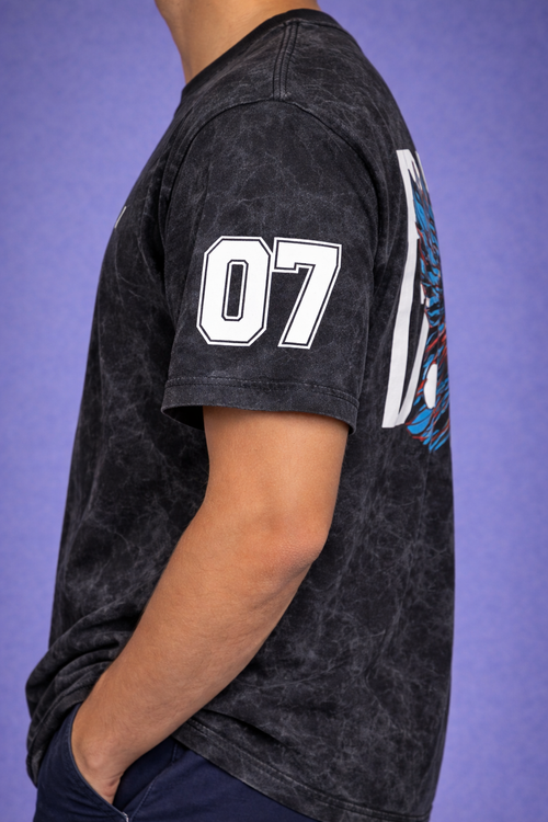 Men’s Acid Wash Graphic Printed T-Shirt – “Divine Eagle 07” Streetwear Tee