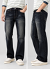 Men’s Charcoal Black Washed Faded Straight-Fit Jeans | THE DIVINE