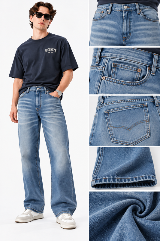 Men's Vintage Blue Straight Fit Jeans|THE DIVINE
