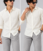 Men's Off White Linen Shirt Regular Fit|THE DIVINE
