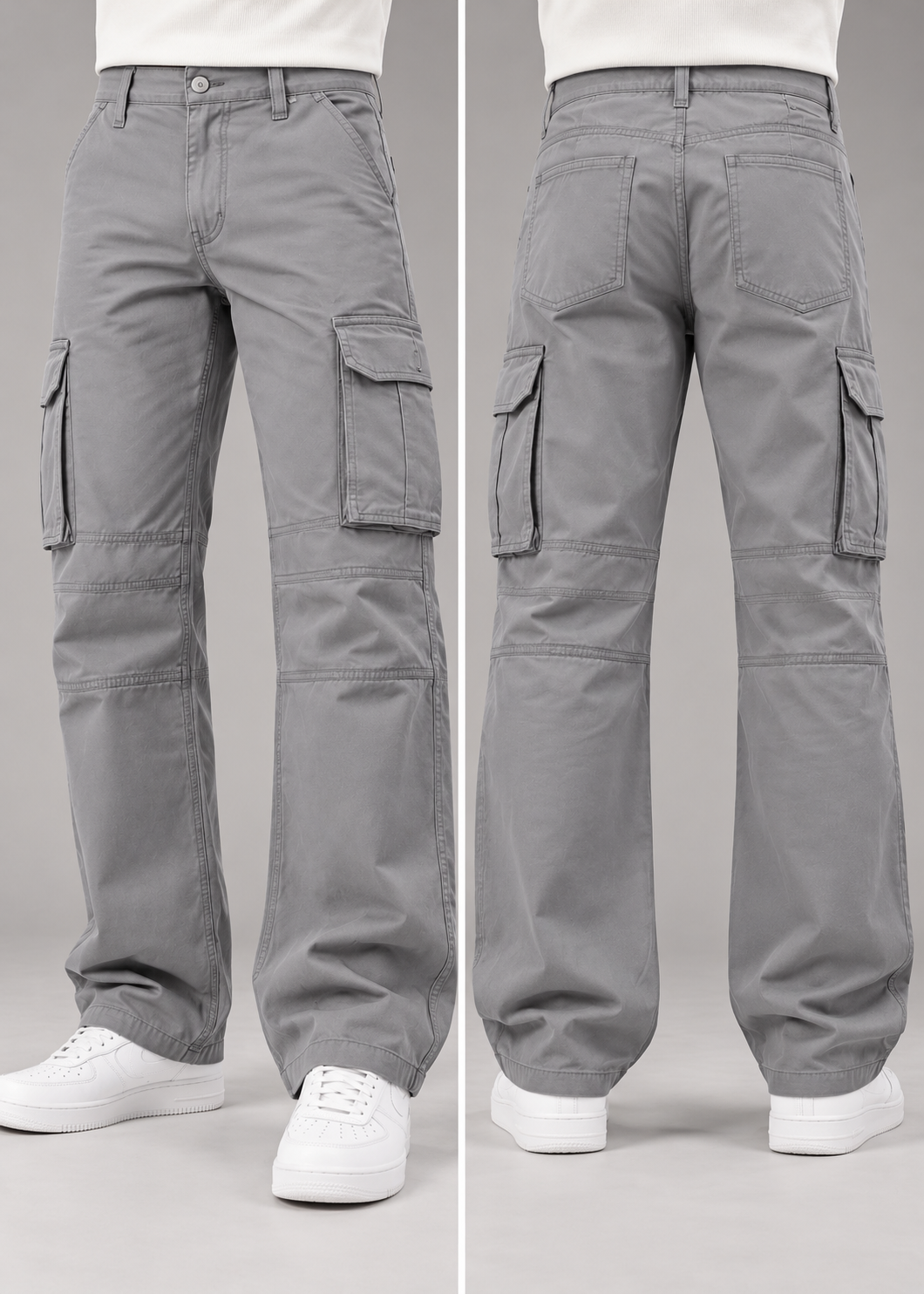 men's grey 6 pocket straight cargo pants|the divine