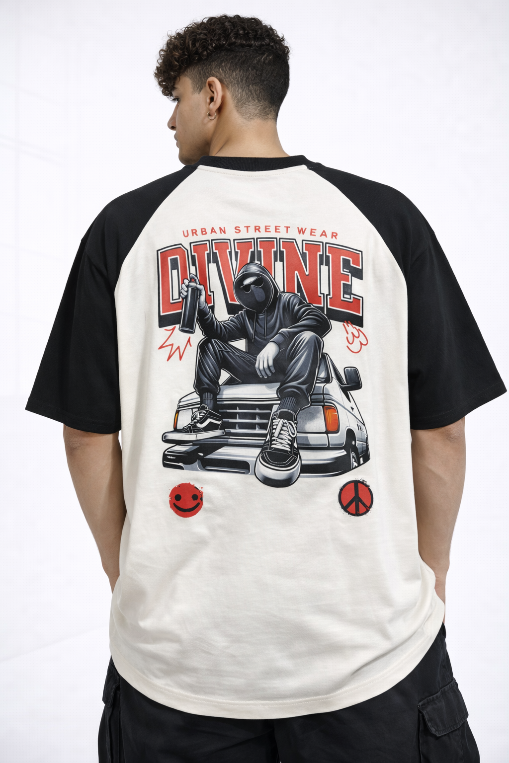 Men’s Urban Streetwear Graphic Printed Raglan T-Shirt – “Divine” Design