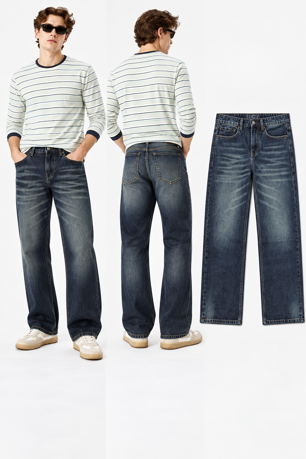 men's vintage dark blue baggy fit jeans|the divine