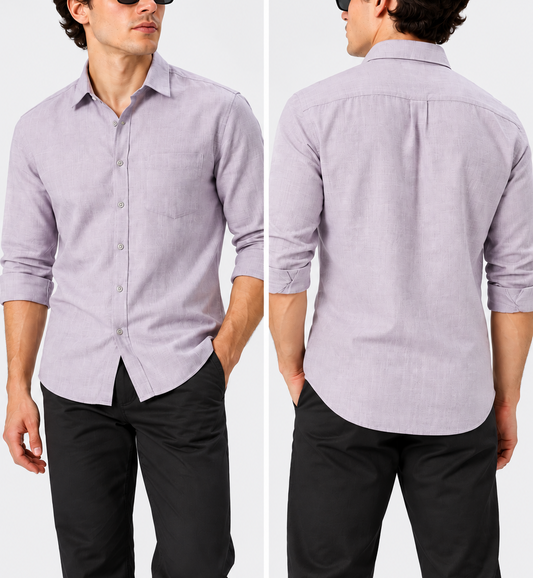 Men's Light Lavender Linen Shirt Regular Fit|THE DIVINE