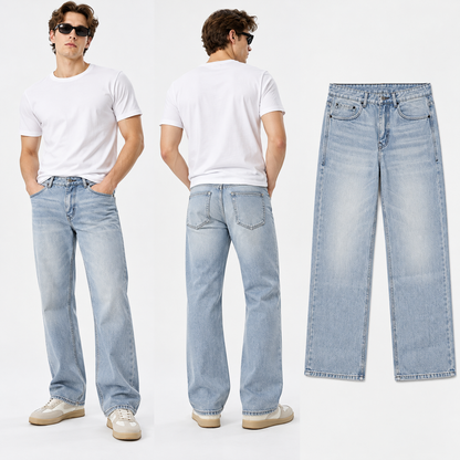 Men's Light Ice Blue Baggy Jeans | THE DIVINE