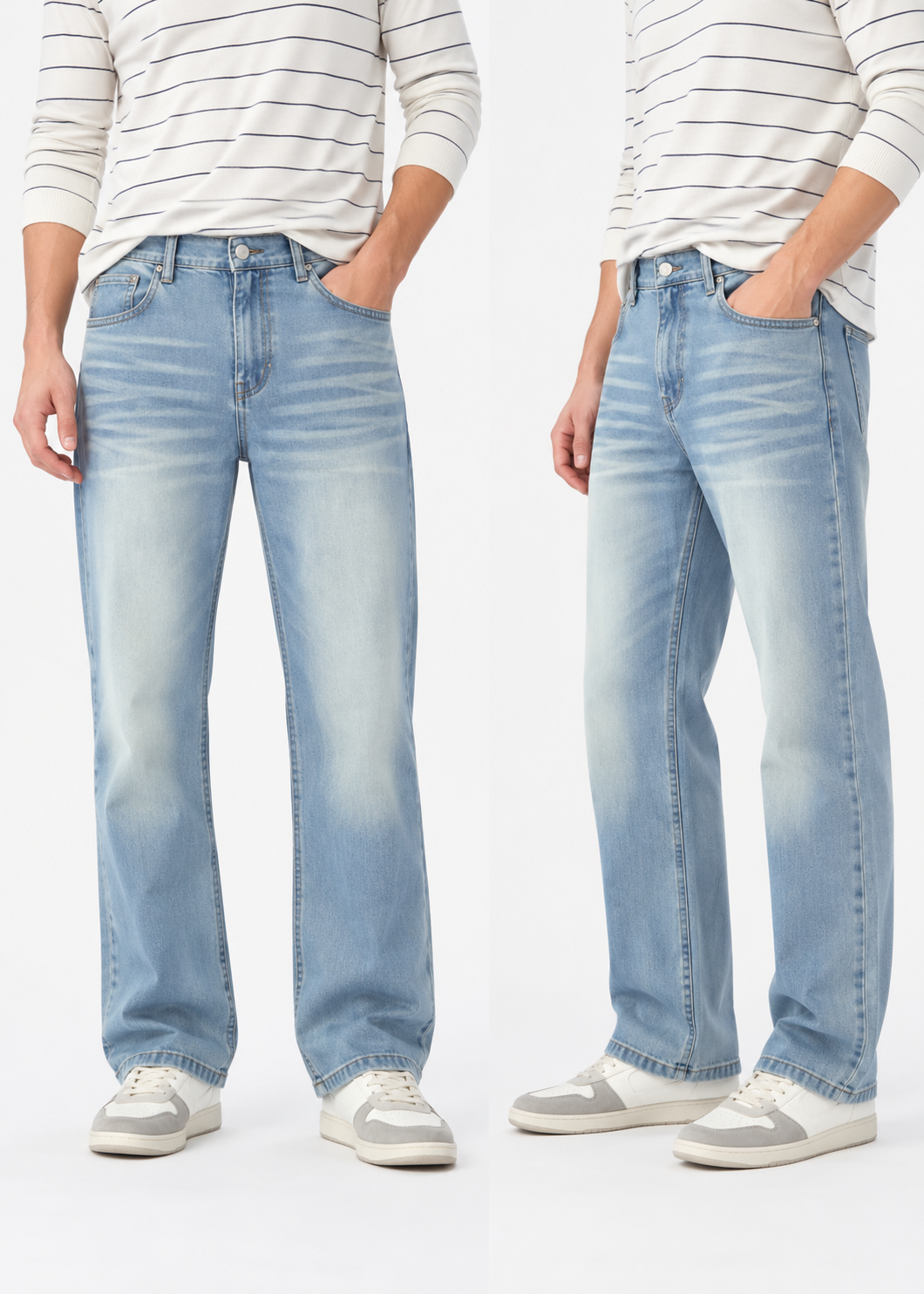 men’s light blue washed faded straight-fit jeans | the divine