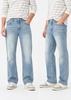 Men’s Light Blue Washed Faded Straight-Fit Jeans | THE DIVINE