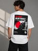 Ride Fight Win Motorcycle Oversized T-Shirt | White Graphic Back Print Tee