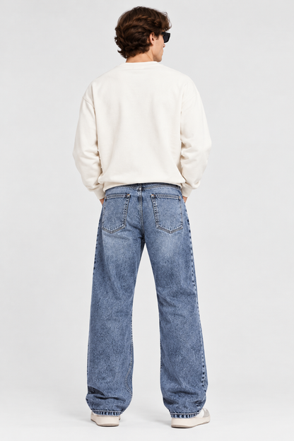 Men's Dusty Blue Baggy Fit Jeans | THE DIVINE