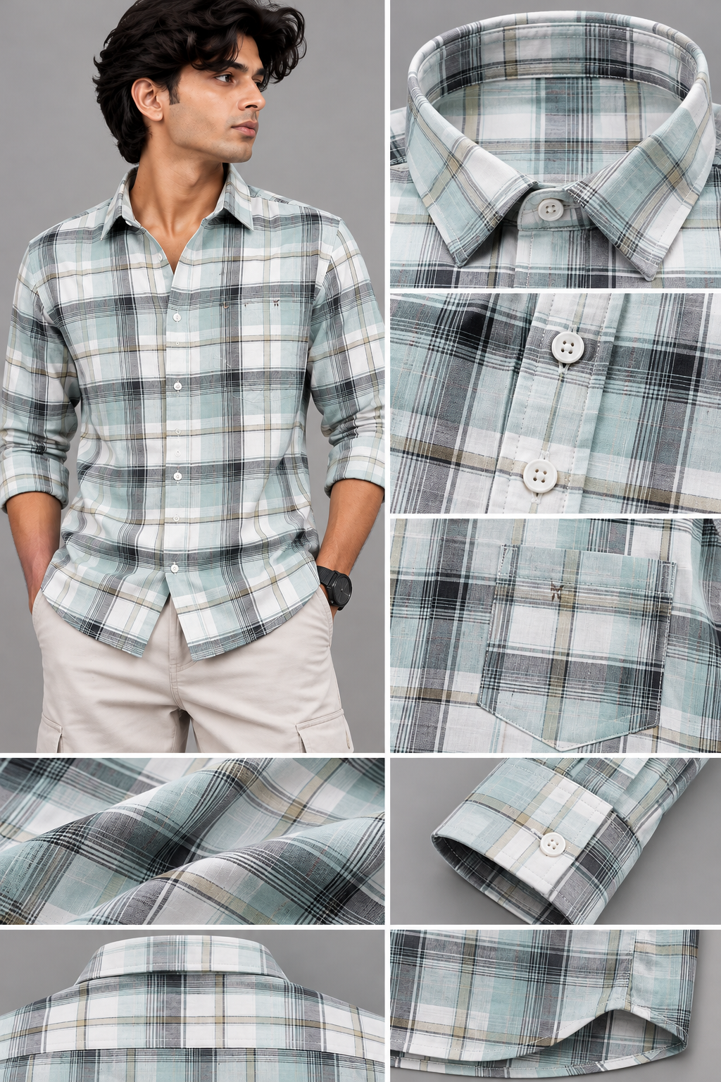 men's mint green cotton check shirt | the divine