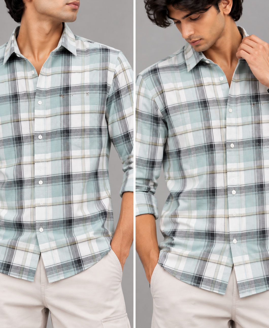 men's mint green cotton check shirt | the divine