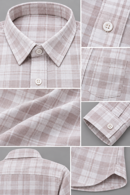 Men's Dusty Pink & White Check Cotton Shirt | THE DIVINE