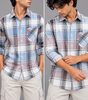 Men’s Sky Blue, White & Taupe Check Cotton Shirt |THE DIVINE