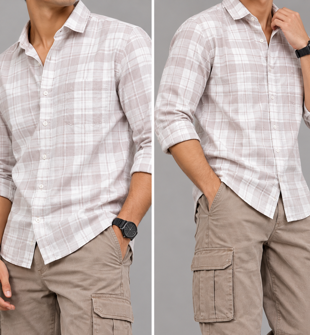 men's dusty pink & white check cotton shirt | the divine