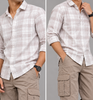Men's Dusty Pink & White Check Cotton Shirt | THE DIVINE