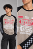 Men’s Beige & Black Colorblock Racing Graphic Waffle T-Shirt |THE DIVINE