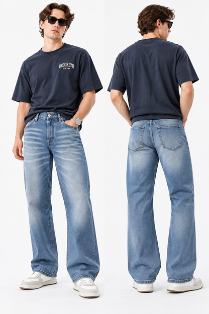 Men's Vintage Blue Straight Fit Jeans|THE DIVINE