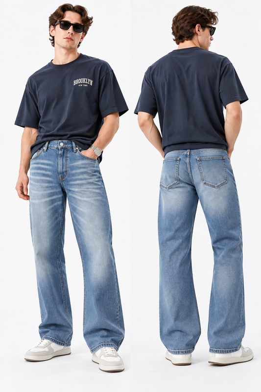 Men's Vintage Blue Straight Fit Jeans|THE DIVINE