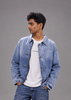 Men's Blue Vintage Washed Denim Jacket|THE DIVINE
