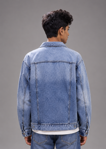 Men's Blue Vintage Washed Denim Jacket|THE DIVINE