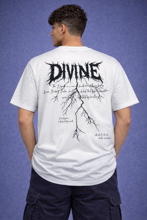 Men’s Graphic Printed Oversized T-Shirt – “Divine Thunder” Streetwear Design