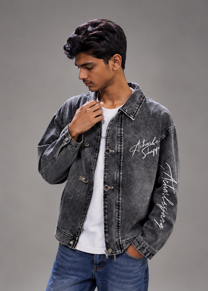 Men's Grey Washed Denim Jacket |THE DIVINE