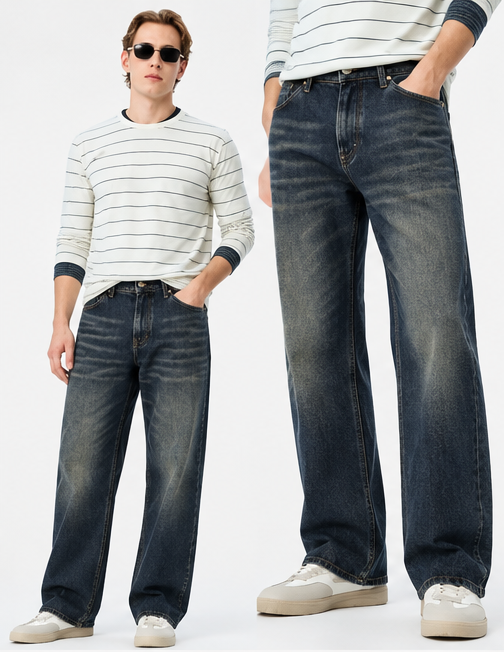 Men's Charcoal Grey Straight Fit Jeans|THE DIVINE