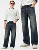 Men's Charcoal Grey Straight Fit Jeans|THE DIVINE