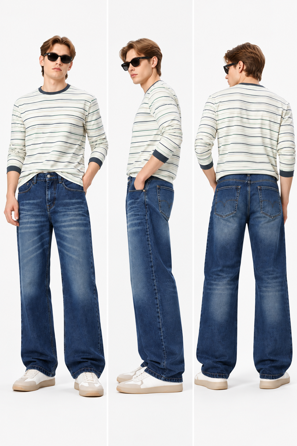 men's dark blue baggy fit jeans|the divine