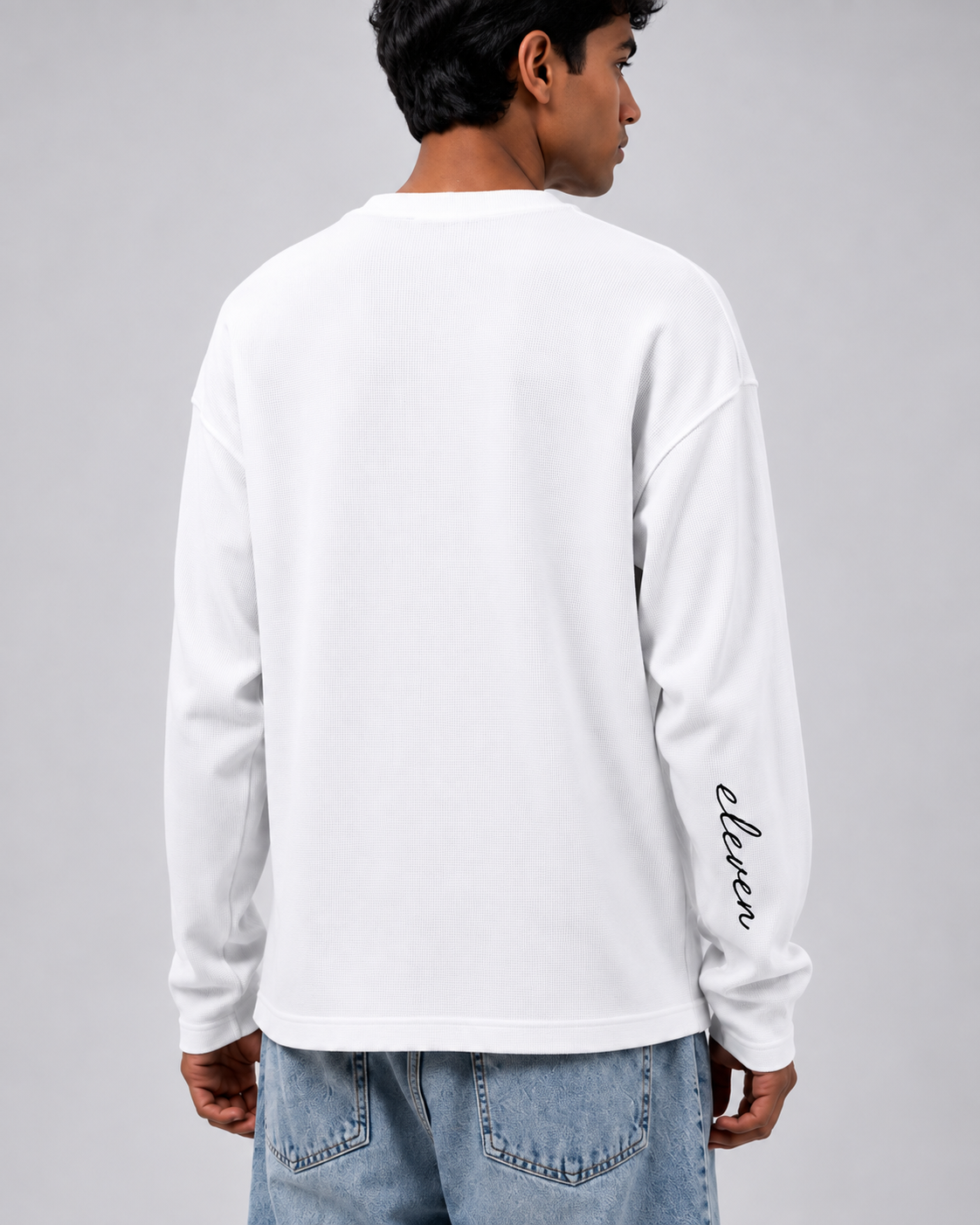 11:11 waffle oversized full sleeve t-shirt – white
