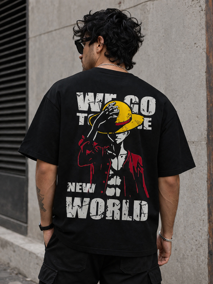Pirate Adventure Oversized T-Shirt | Black Anime Graphic Tee