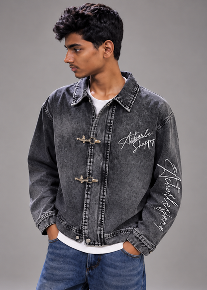 Men's Grey Washed Denim Jacket |THE DIVINE