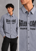 Men’s Light Grey Washed Graphic Embroidered Boxy Fit Full-Sleeve Shirt | THE DIVINE