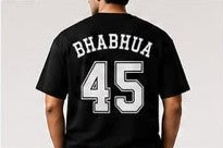 Bhabhua 45 Oversized Back Print T-Shirt | Unisex Streetwear | Premium Cotton | Black
