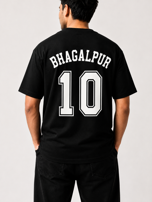 Bhagalpur 10 Oversized Back Print T-Shirt | Unisex Streetwear | Premium Cotton | Black