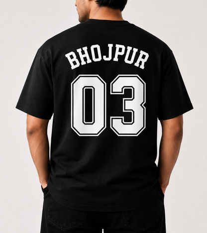 Bhojpur 03 Oversized Back Print T-Shirt | Unisex Streetwear | Premium Cotton | Black