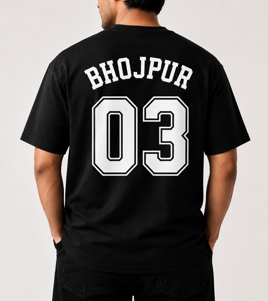 Bhojpur 03 Oversized Back Print T-Shirt | Unisex Streetwear | Premium Cotton | Black