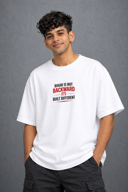 Men’s Printed T-Shirt – White “Bihar Pride” Graphic Casual Streetwear Tee