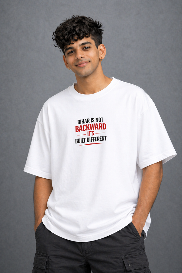 Men’s Printed T-Shirt – White “Bihar Pride” Graphic Casual Streetwear Tee