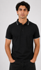 Black Polo T-Shirt with Contrast Collar & Sleeve Detailing | Premium Casual Wear