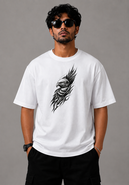 White Wolf Graphic Oversized T-Shirt | THE DIVINE Streetwear